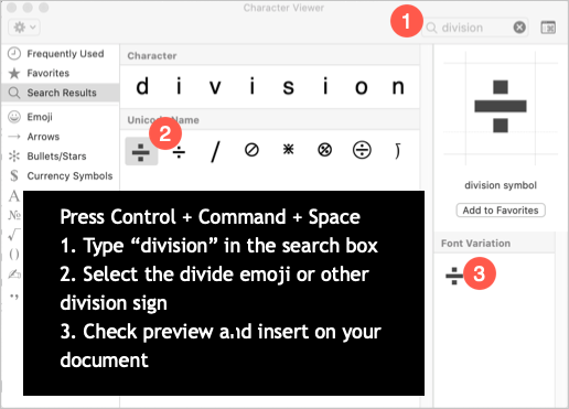 do division sign for mac